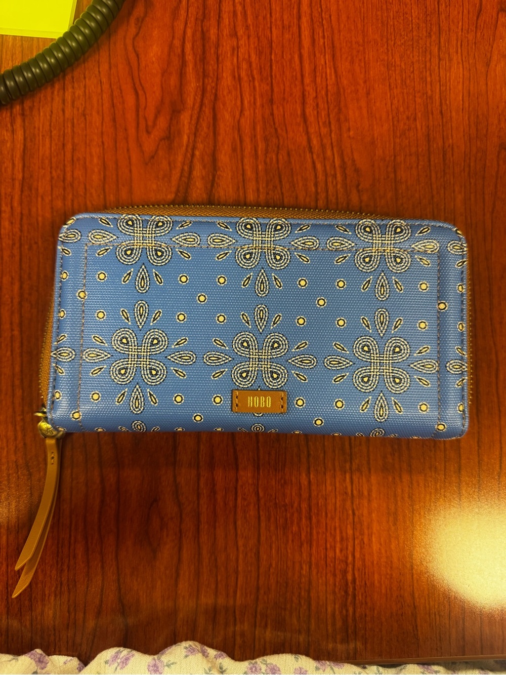 HOBO Blue Patterned Zip Wallet